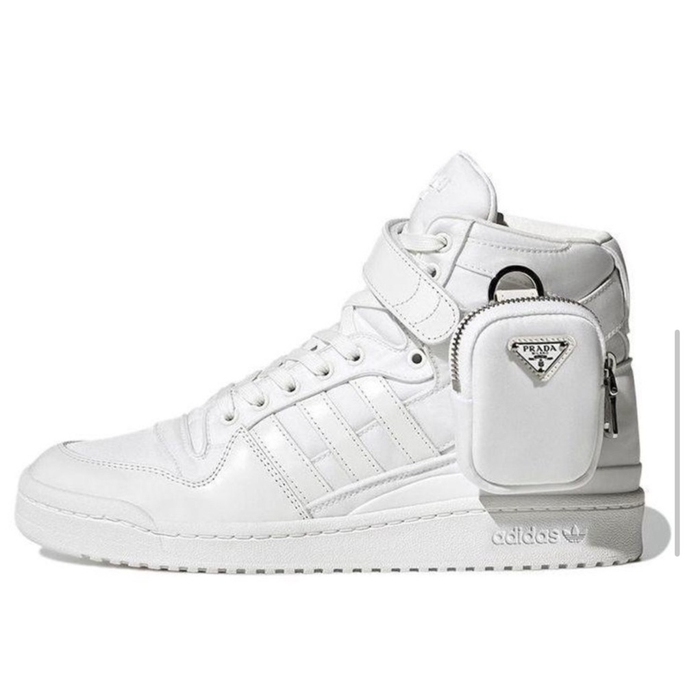 Prada White Leather Sneakers with Pouch - Picture 3 of 5